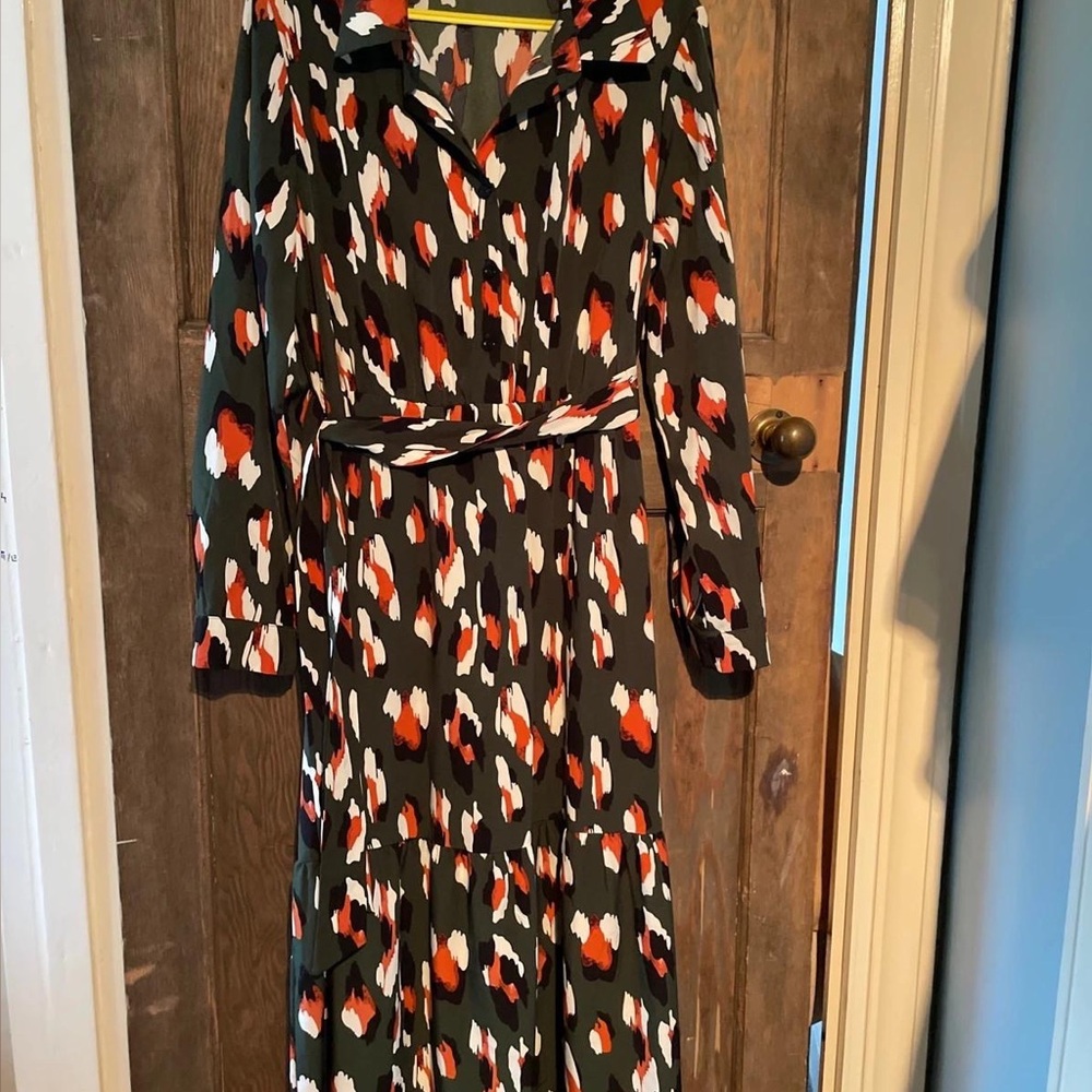 SHEIN Black and Red Patterned Long Sleeve Dress